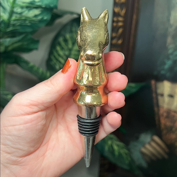 MCM Style Gold Horse Head Equestrian Wine Bottle Stopper - Picture 5 of 6